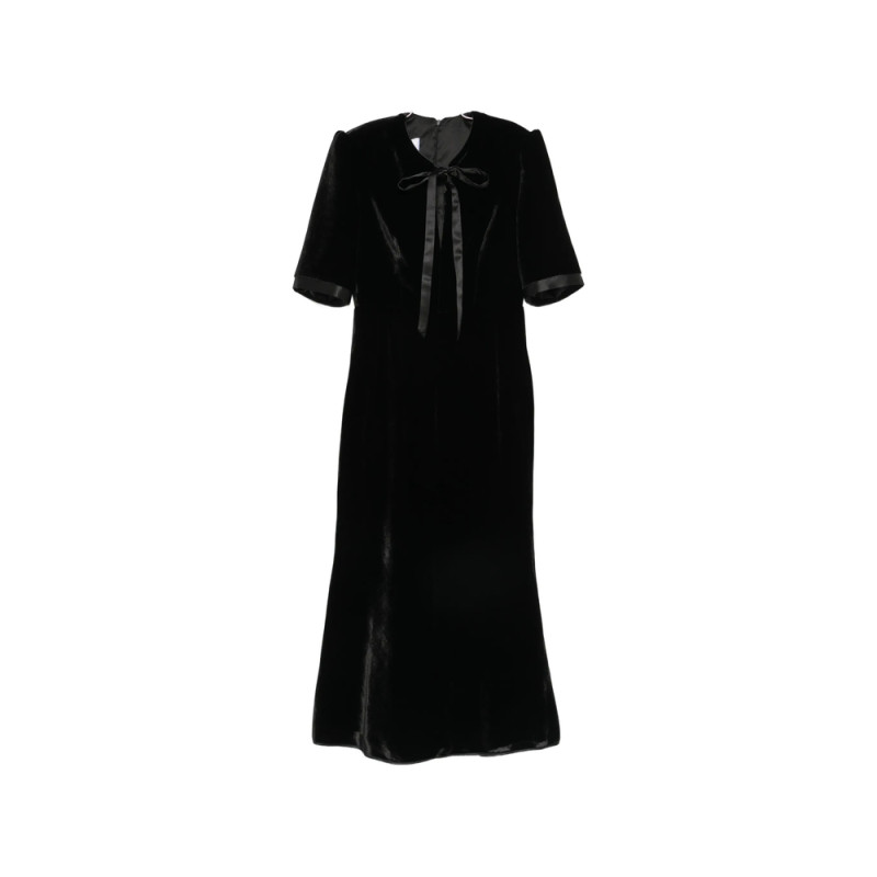 De Santis Bow-detail Velvet Midi Dress