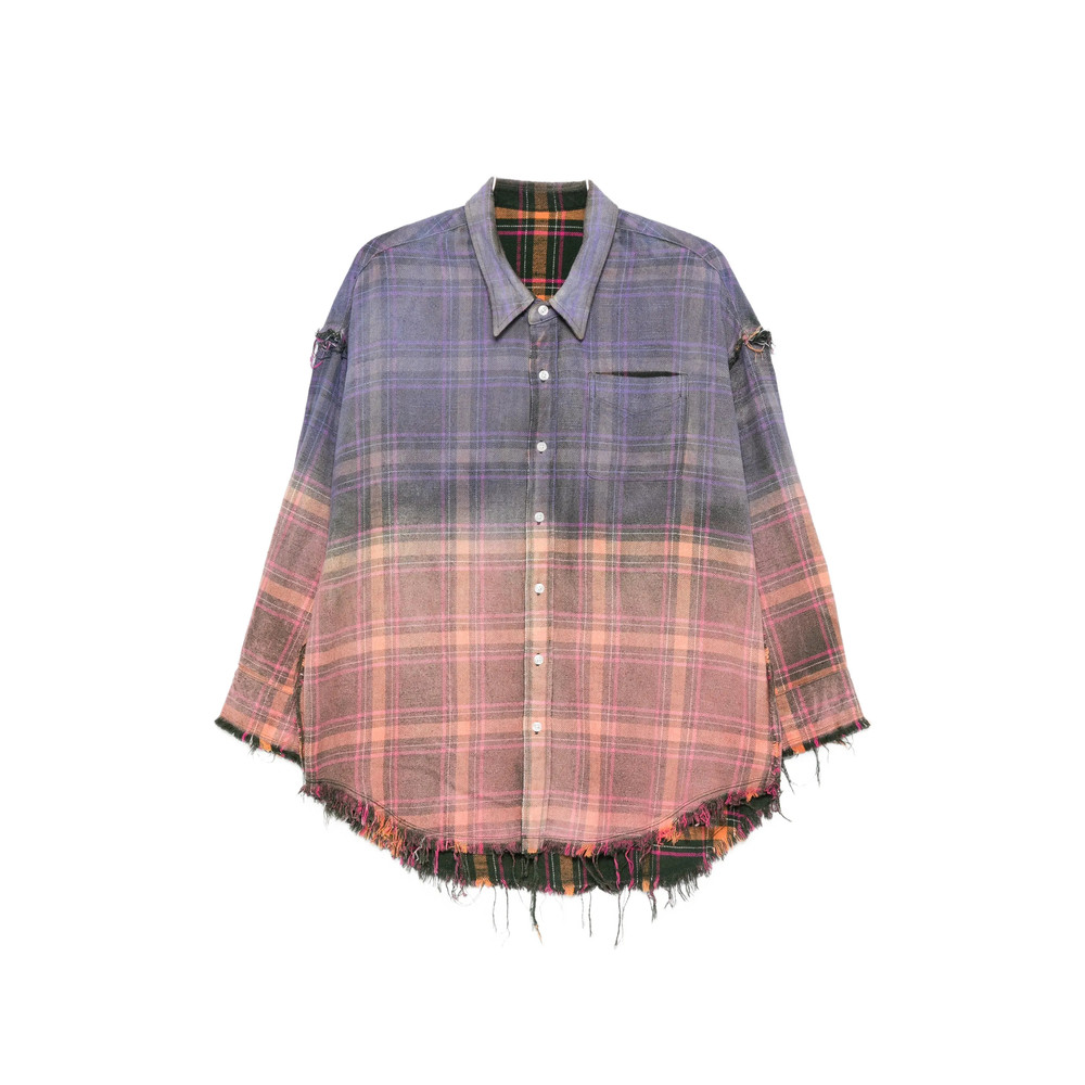 R13 Reversible Frayed Check Shirt