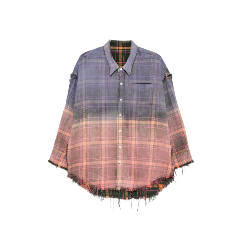 R13 Reversible Frayed Check Shirt