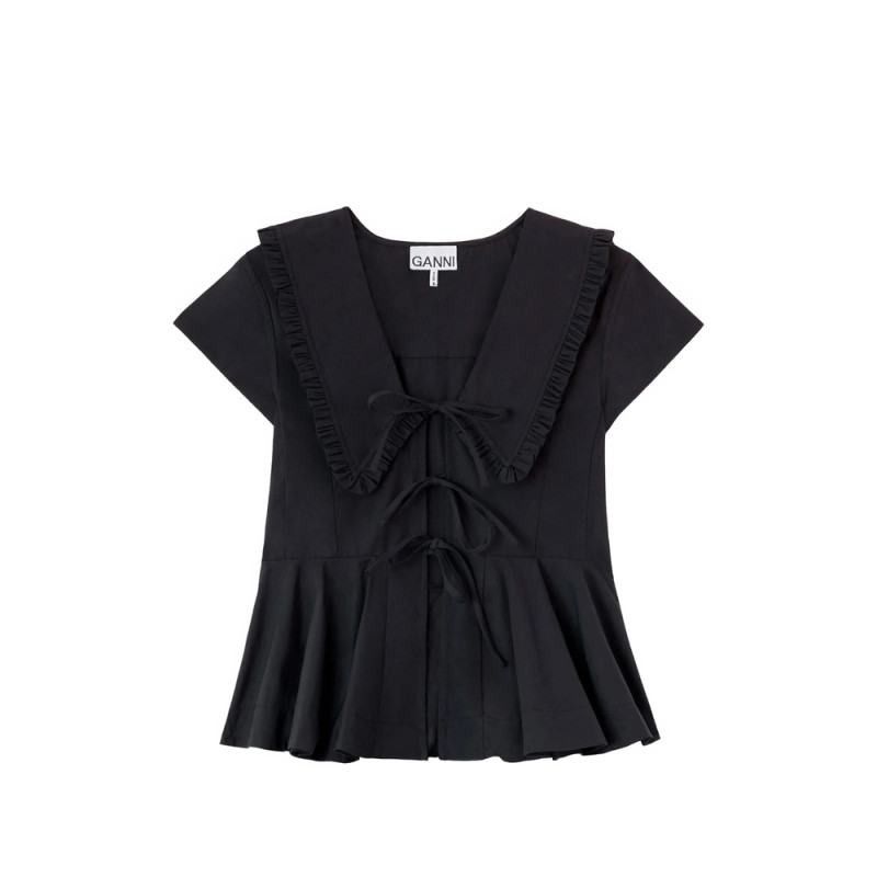 Ganni Ruffled-collar Peplum Blouse