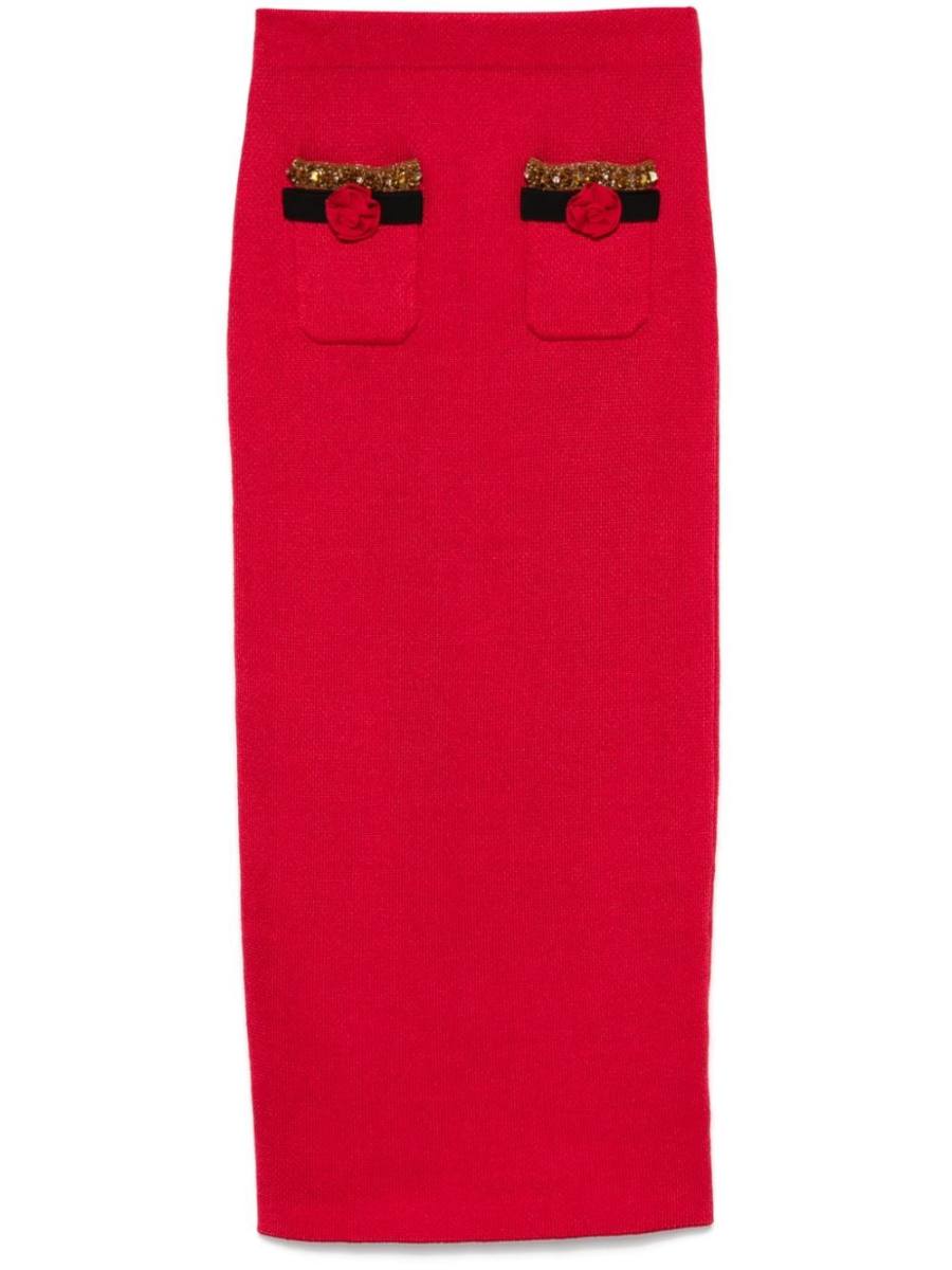knitted corsage midi skirt