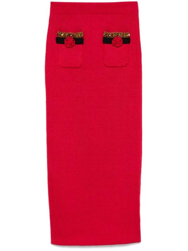 knitted corsage midi skirt