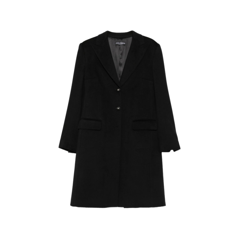 Dolce & Gabbana Single-breasted Logo-plaque Coat