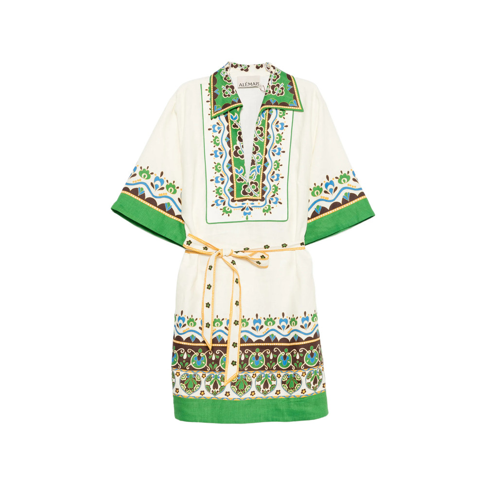 Alemais Bridgette Graphic-print Belted Mini Dress