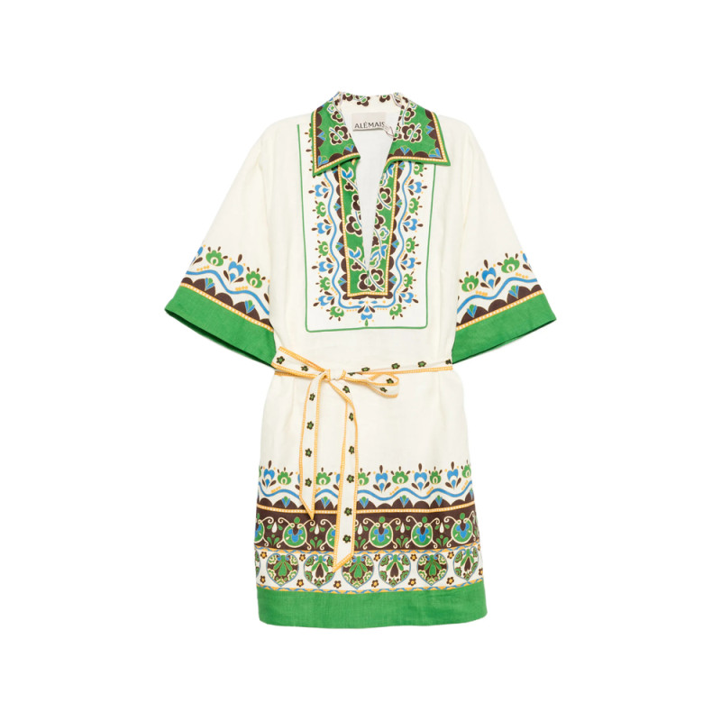 Alemais Bridgette Graphic-print Belted Mini Dress