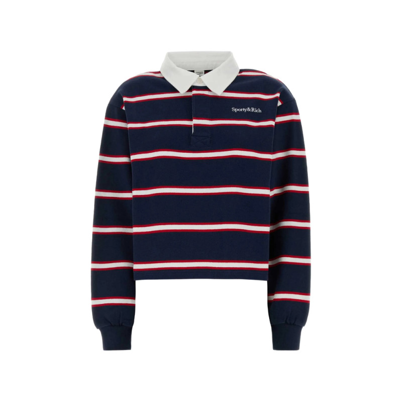Sporty & Rich Blondie Serif Striped Polo Shirt