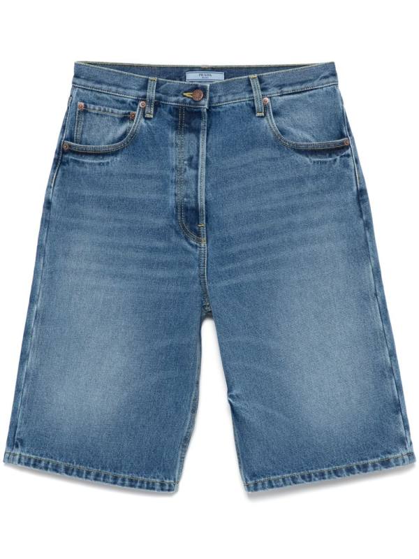 logo-patch denim shorts