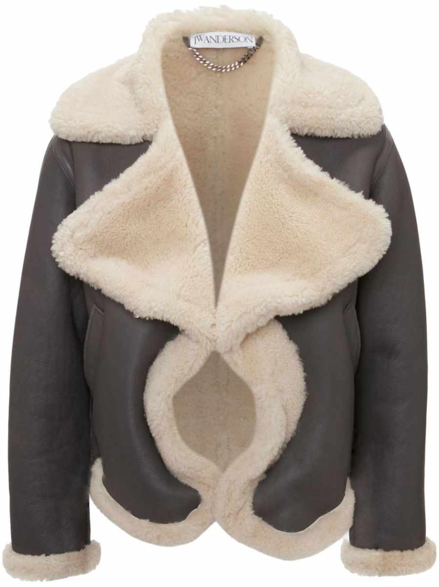 oversize-collar leather aviator jacket