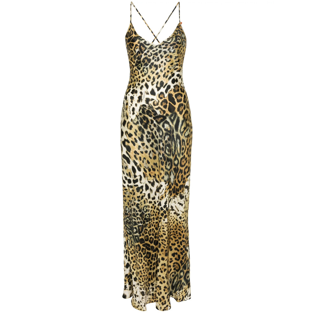 Roberto Cavalli Leopard Print Silk Dress