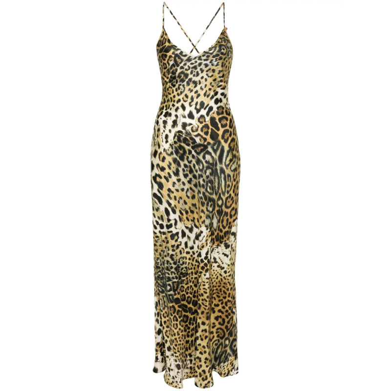 Roberto Cavalli Leopard Print Silk Dress