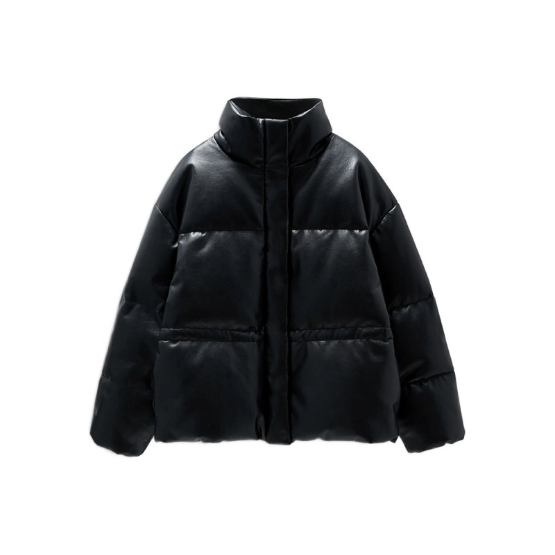 Anine Bing OSLO PUFFER - BLACK RECYCLED LEATHER