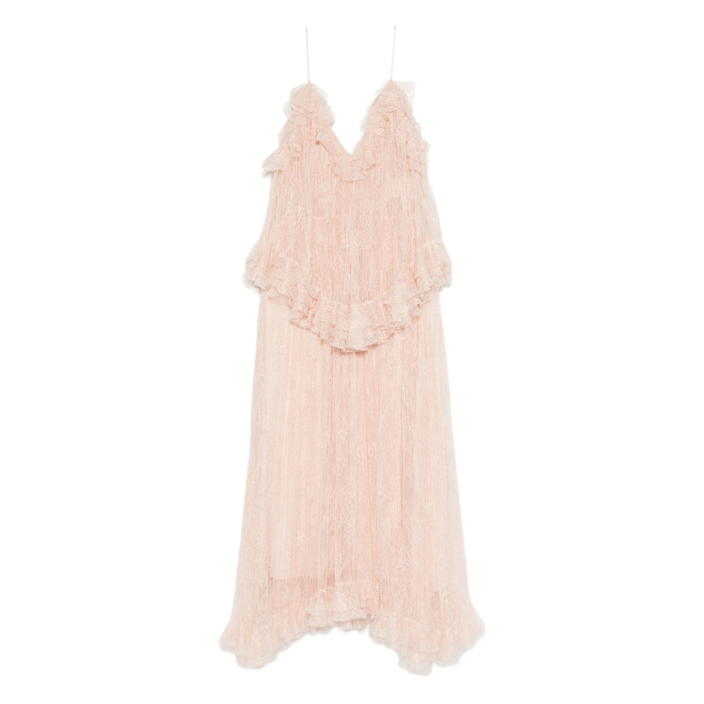 Alberta Ferretti Ruffled Lace Midi Dress