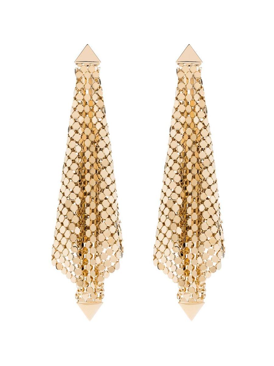 gold-tone chain mesh earrings