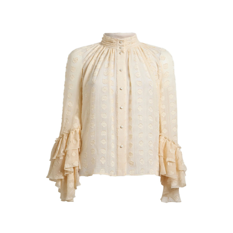 Etro Jacquard Shirt With Ruffles And Fil Coupé