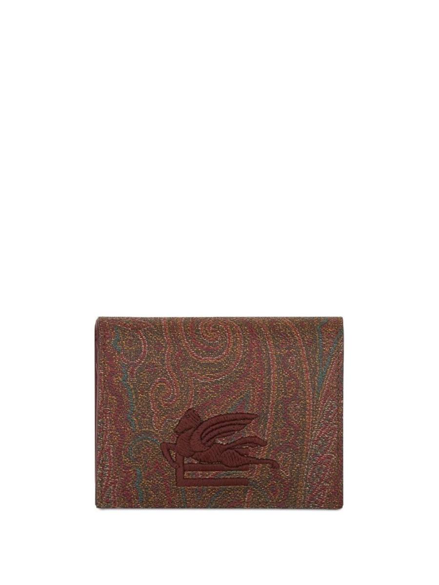 paisley-print bi-fold cardholder