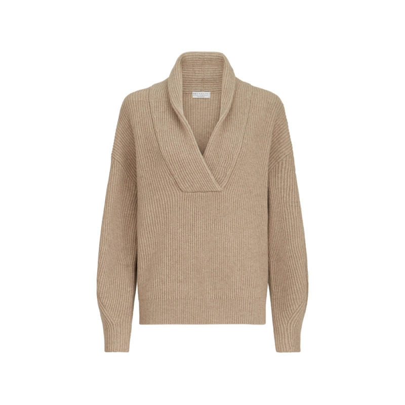Brunello Cucinelli Cashmere English-rib Sweater With Monili