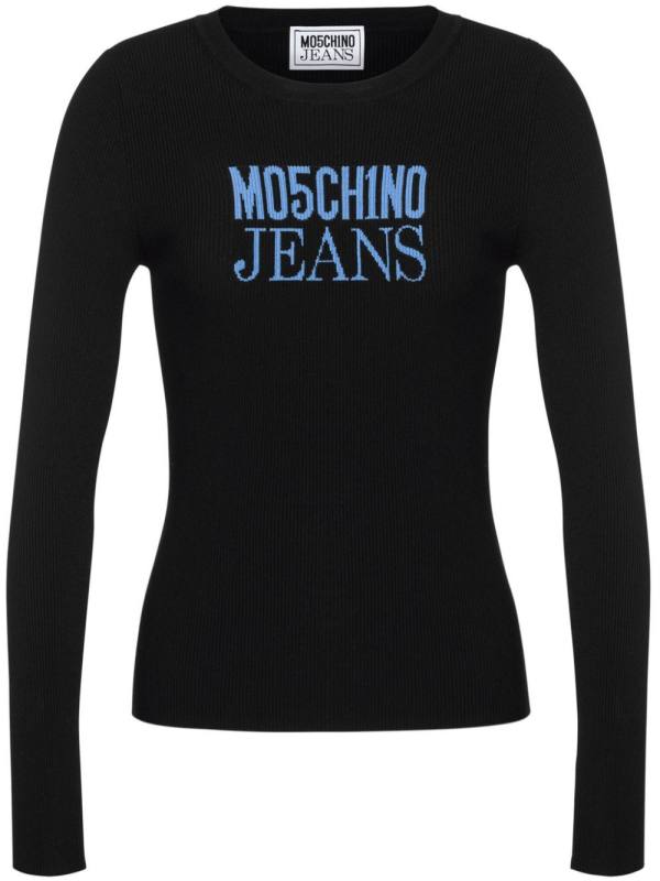 logo-print ribbed top