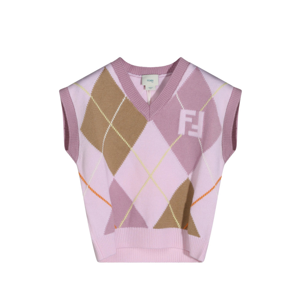 Fendi Argyle-knit FF-logo Knitted Vest