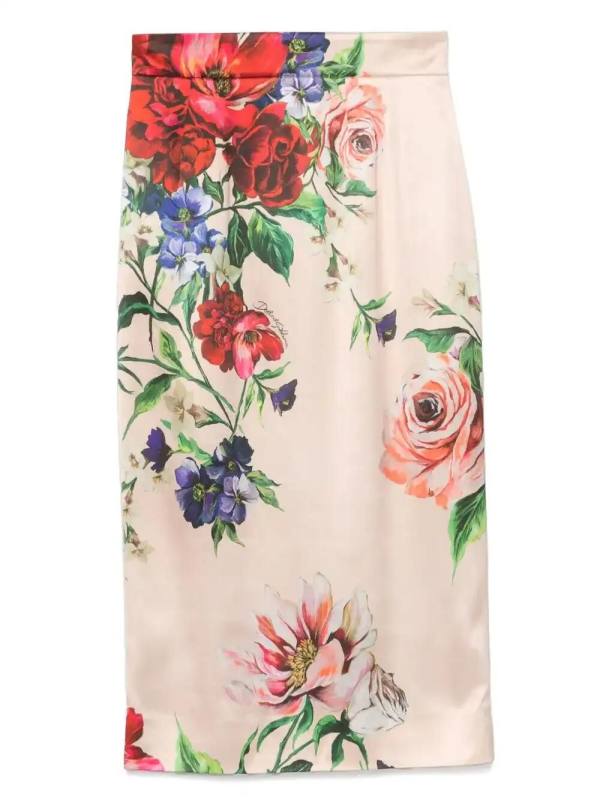 floral-print midi skirt
