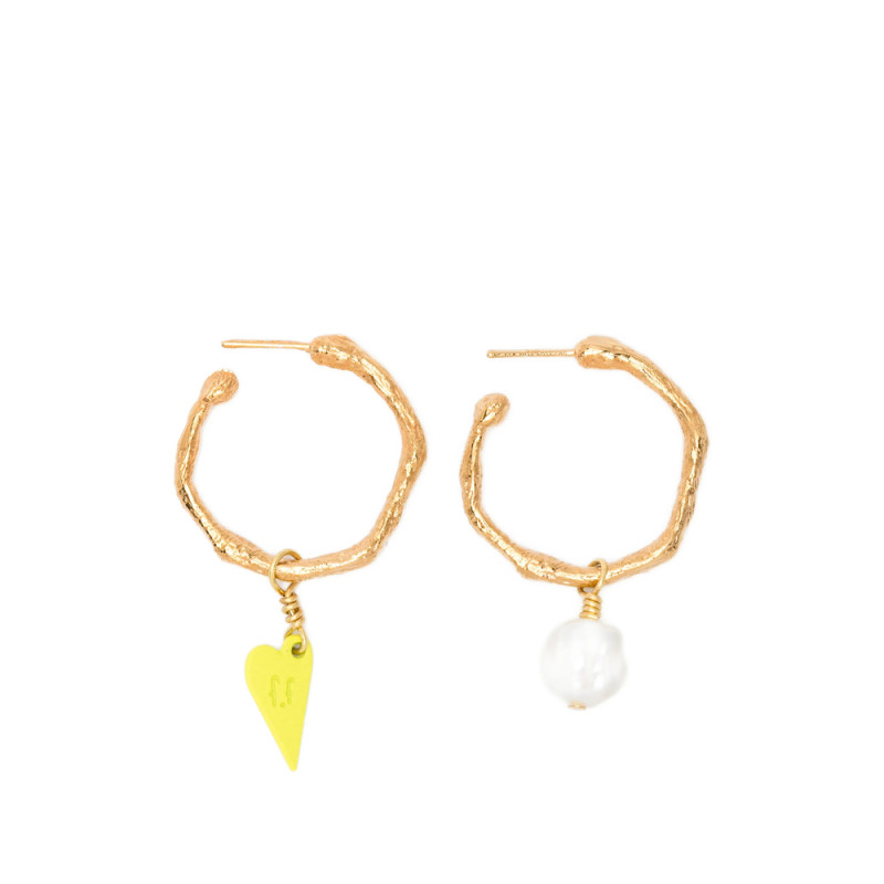 Forte Forte Heart-charm Hoop Earrings