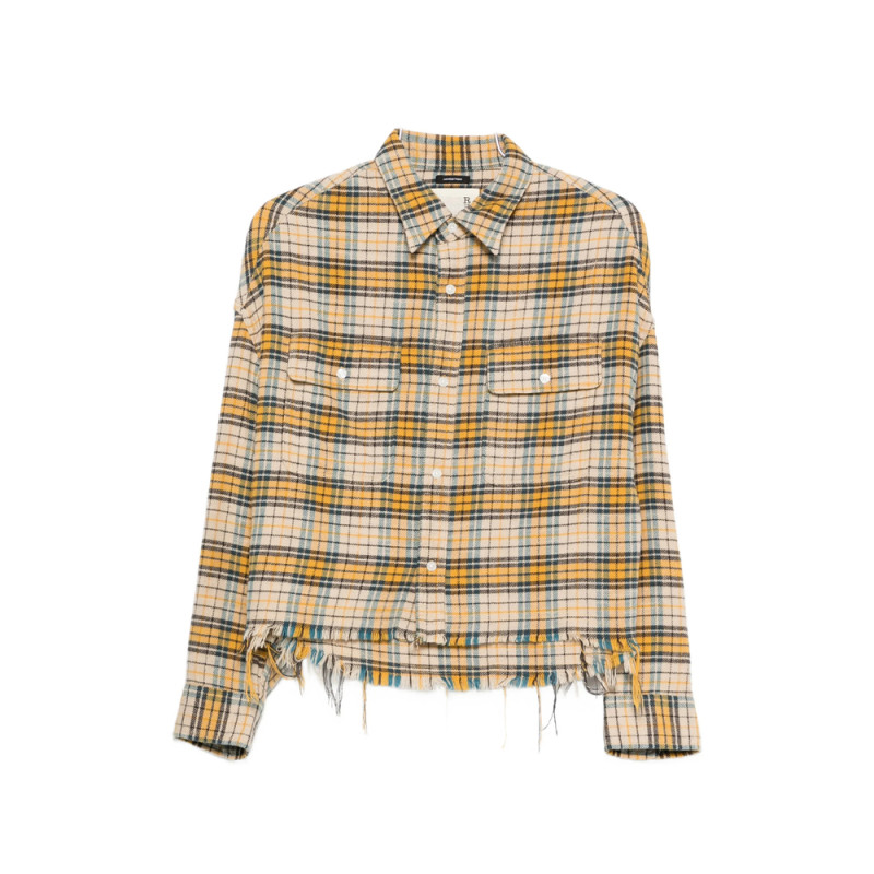 R13 Plaid Frayed Shirt