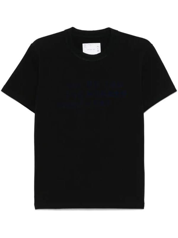 flocked-slogan T-shirt