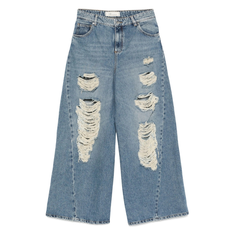 Blumarine Distressed Frayed Jeans