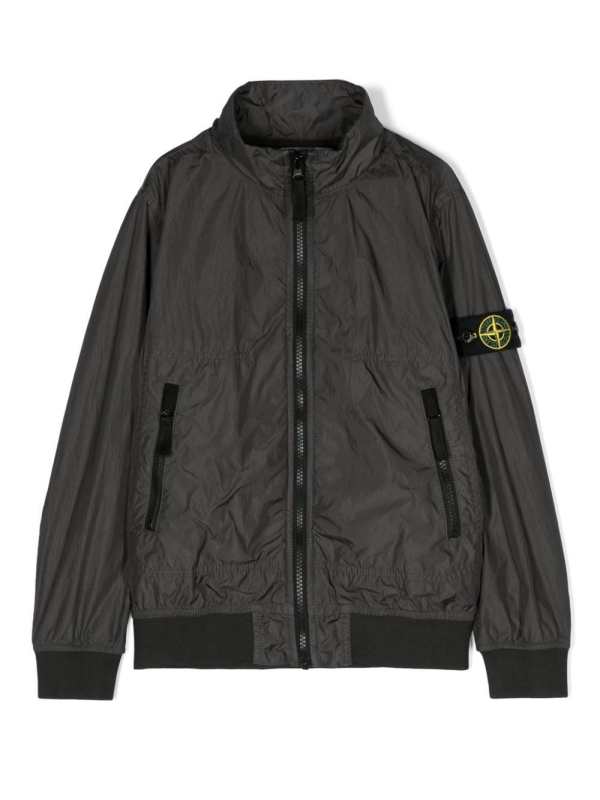 Compass-badge zipped jacket