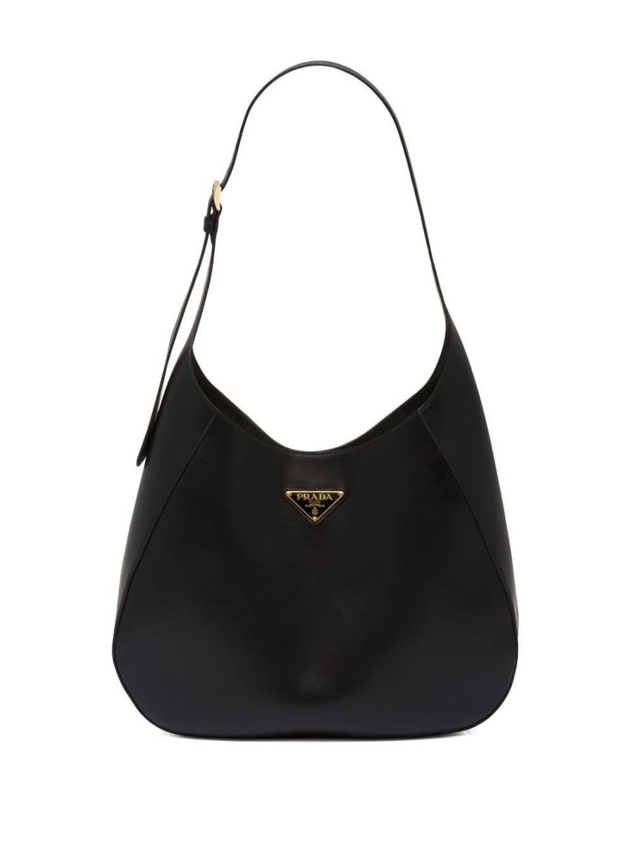 triangle logo leather shoulder bag