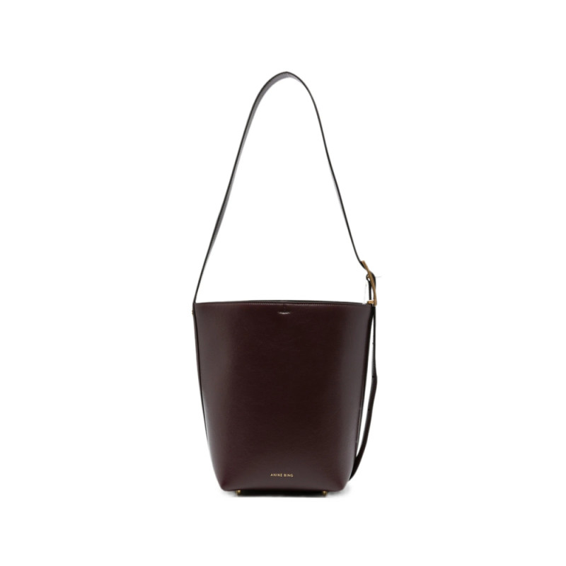 Anine Bing Elly Medium Bucket Bag Grained Leather - Fig