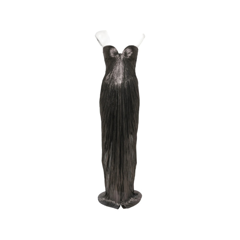 Maria Lucia Hohan Nadira Metallic-effect Pleated Maxi Dress