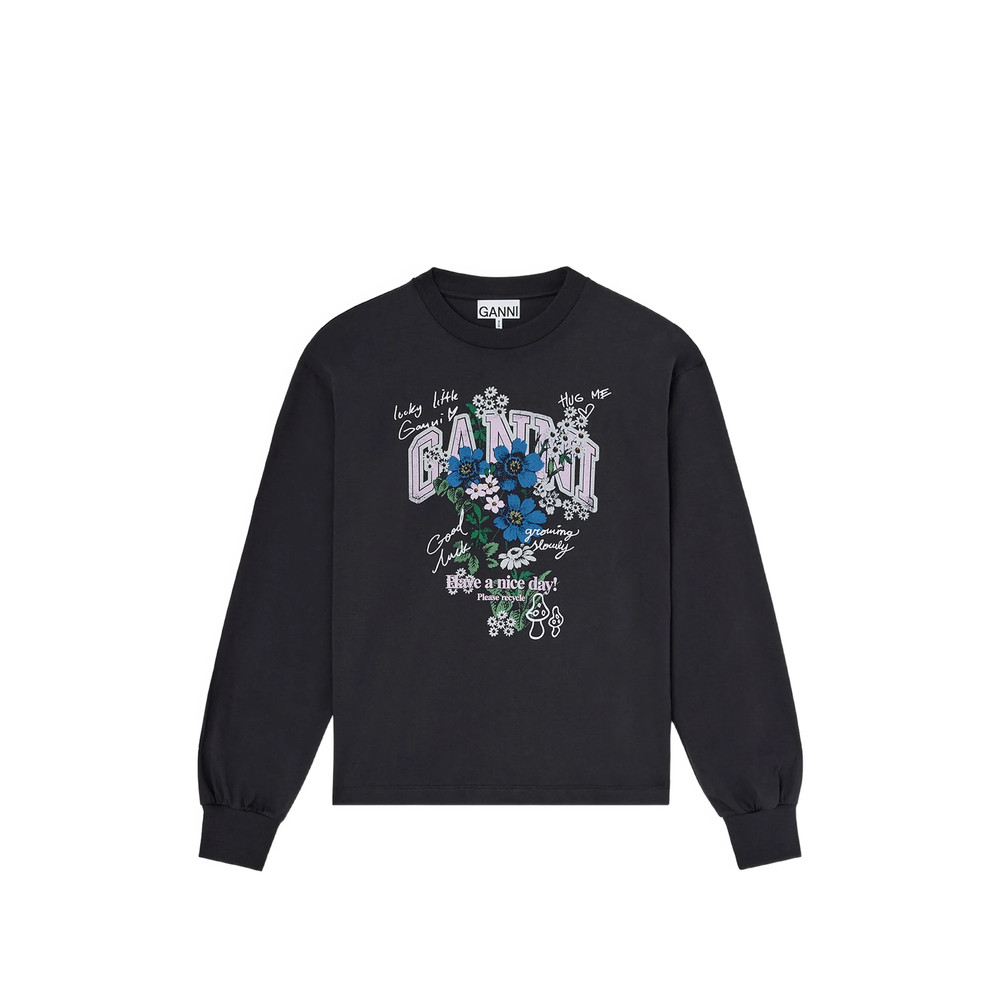 Ganni Floral-print Long-sleeve T-shirt