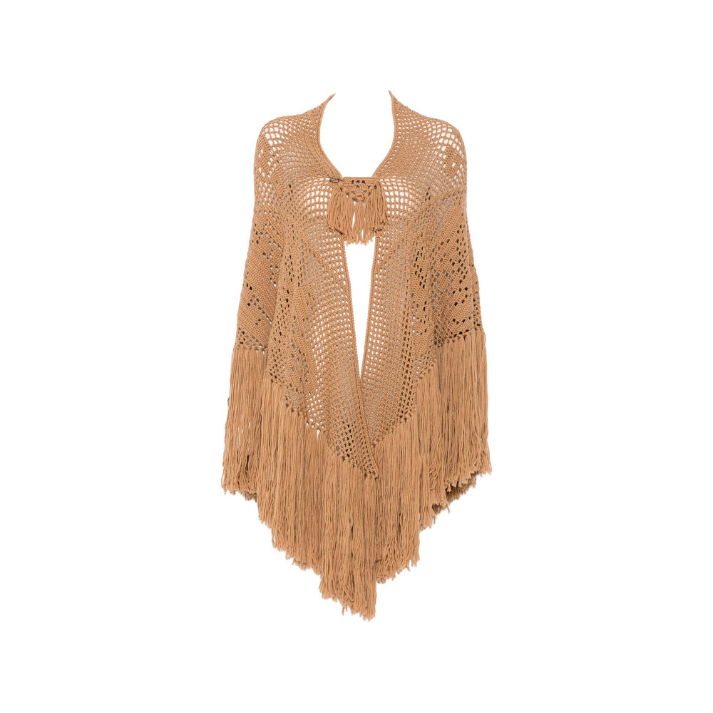 Chiara Is Peonia Fringed-trim Crochet-knit Poncho