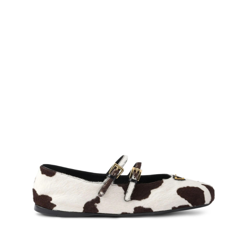 Prada Cow-print Ballet Flats
