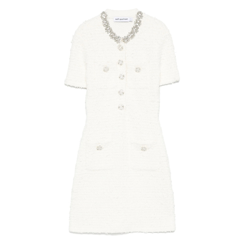 Self-portrait Embellished Button-detailed Mini Dress
