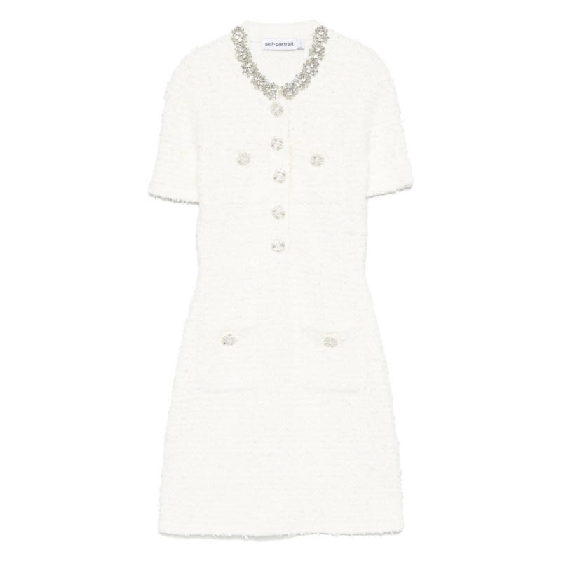 Self-portrait Embellished Button-detailed Mini Dress