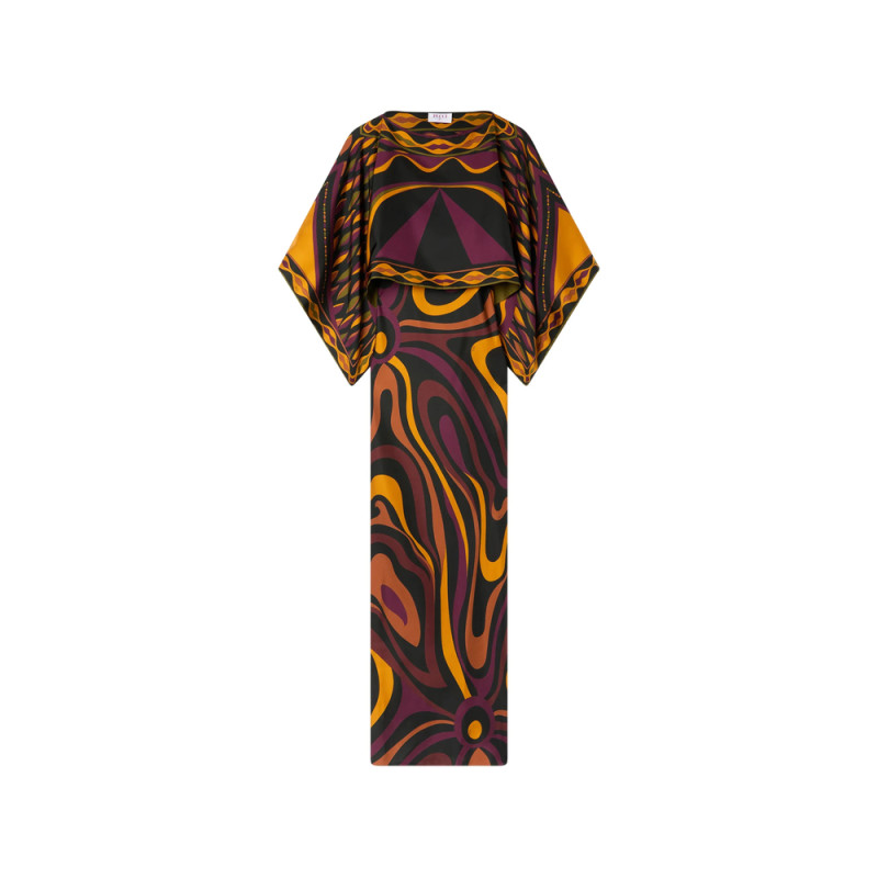 Pucci Marmo Print Silk Dress With Cape