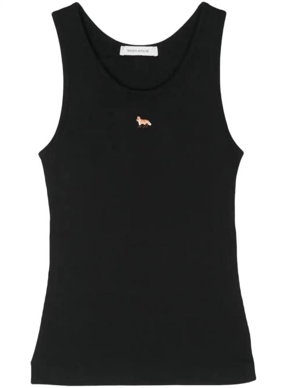 Fox-motif ribbed tank top