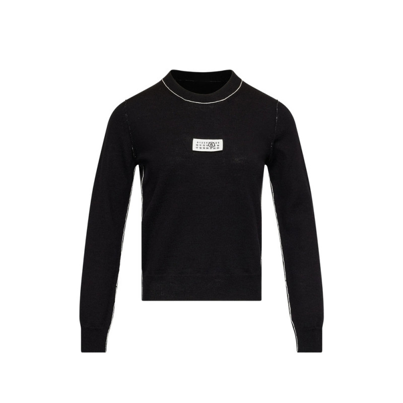 Mm6 Maison Margiela Contrast-trimmed Wool Blend Knit Jumper