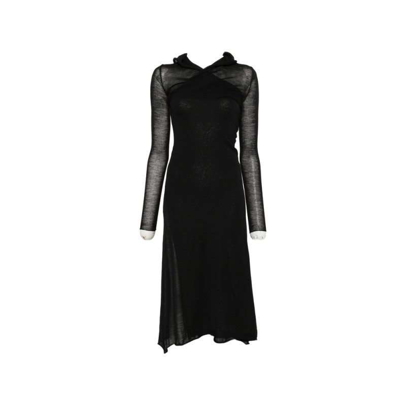 Fendi Hooded Long-sleeve Midi Dress