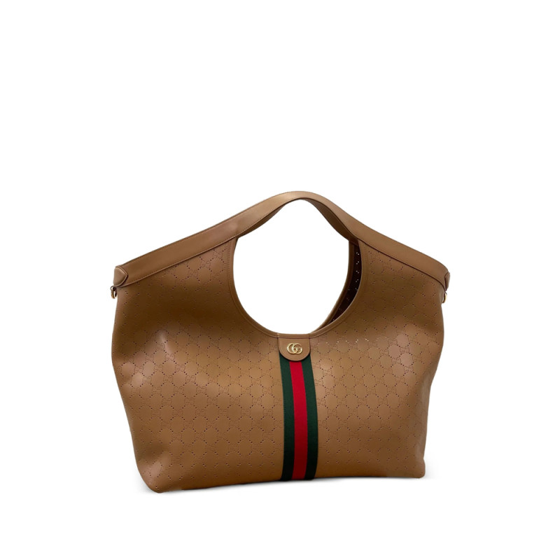 Gucci Giglio Perforated Calf Leather Shoulder Bag