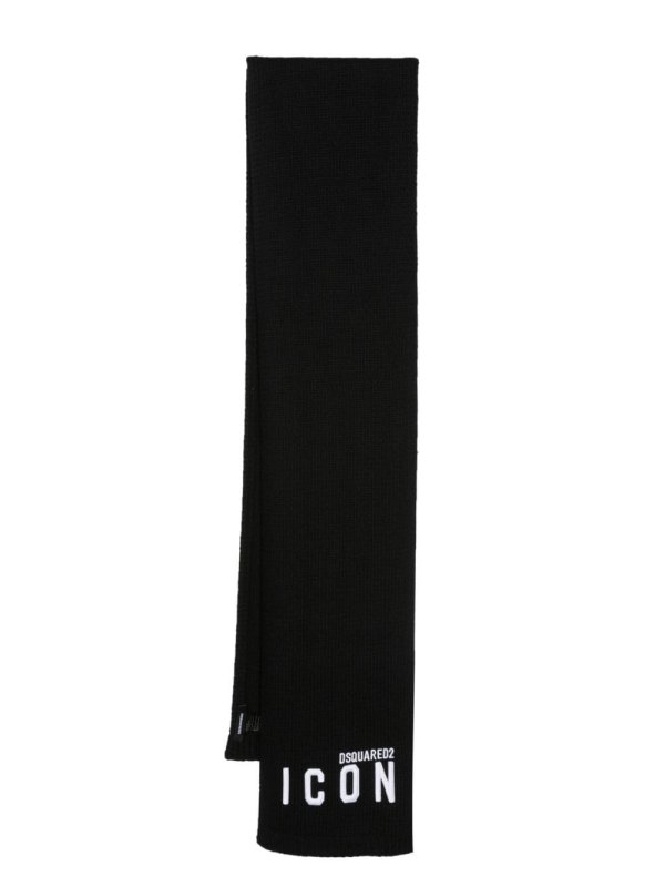 Icon-print fine-knit scarf