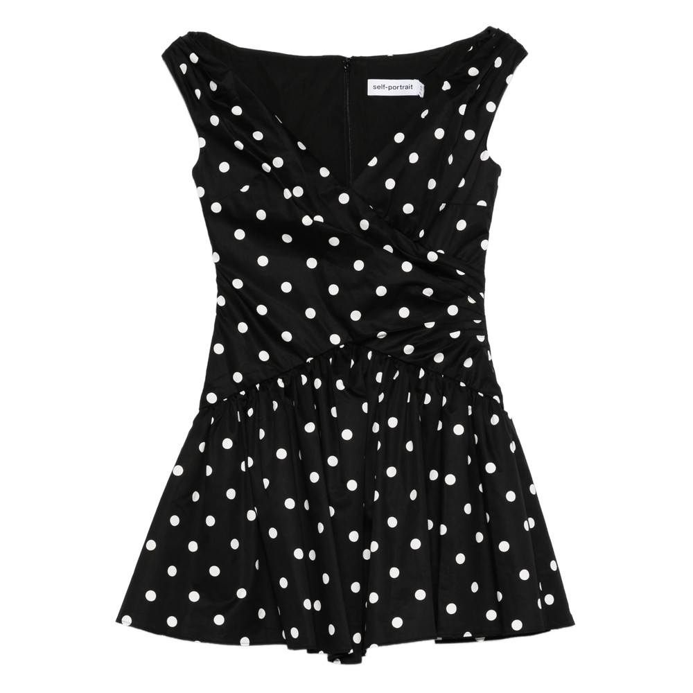 Self-portrait Polka-dot V-neck Mini Dress