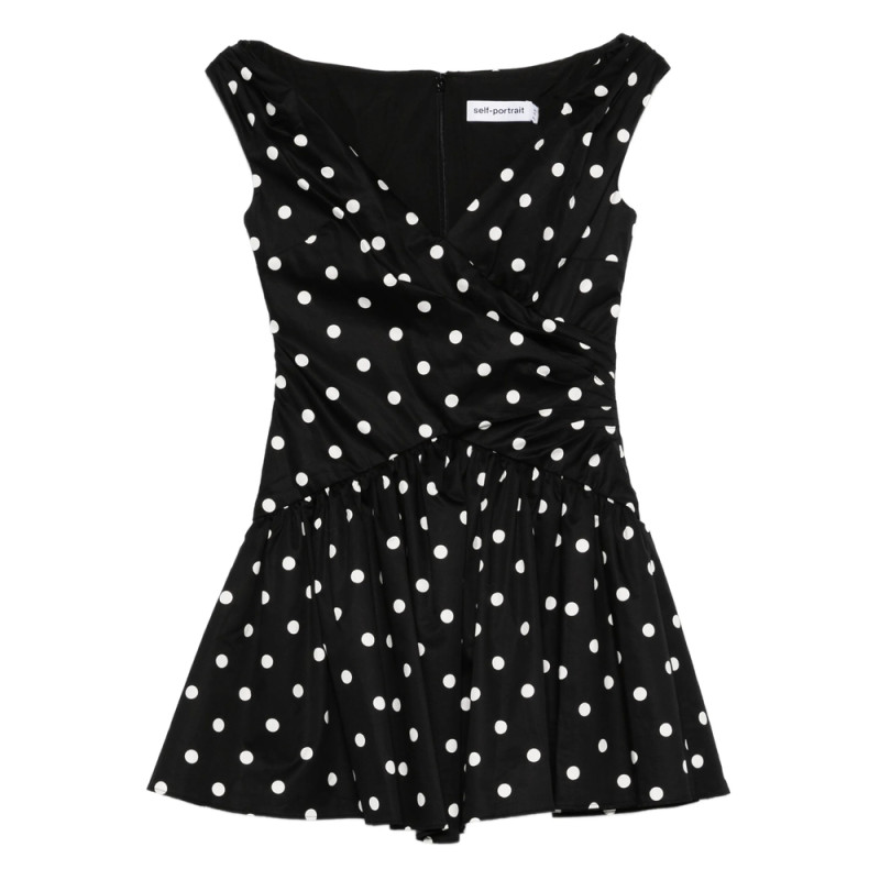 Self-portrait Polka-dot V-neck Mini Dress