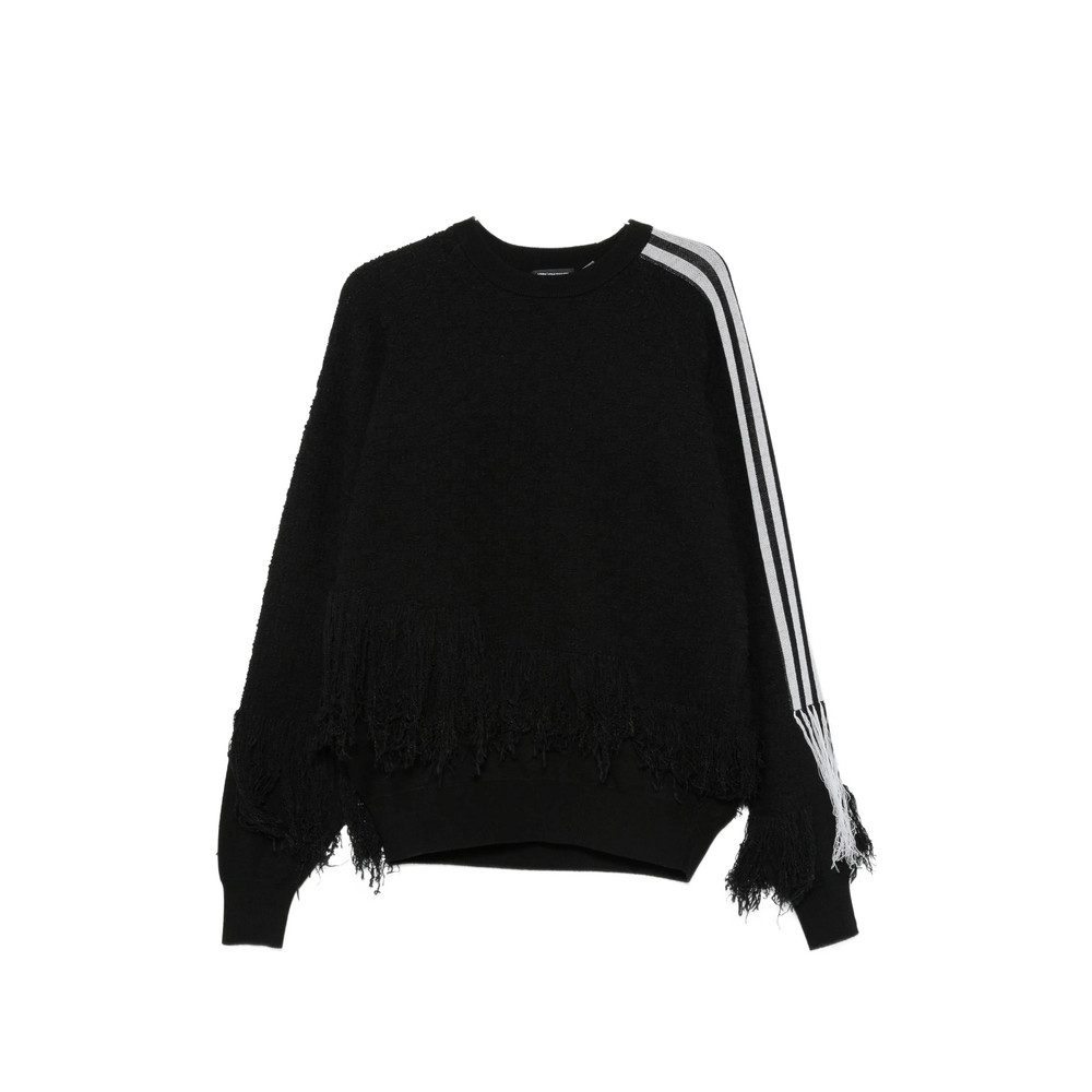 Y-3 Fringed-detail Side-stripe Sweatshirt