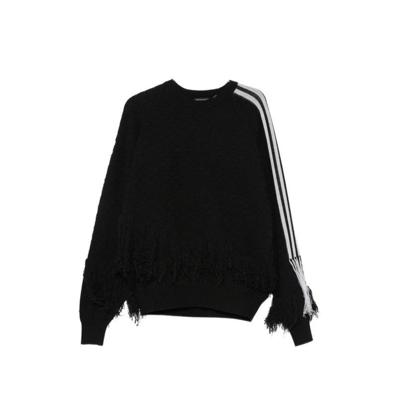 Y-3 Fringed-detail Side-stripe Sweatshirt