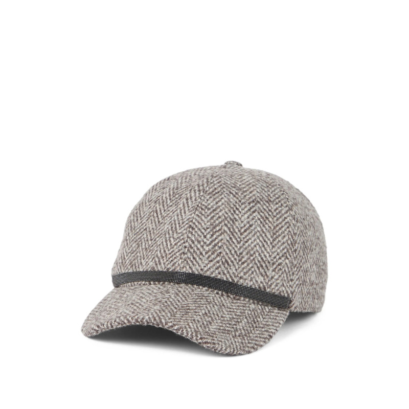 Brunello Cucinelli Herringbone Tweed Baseball Cap