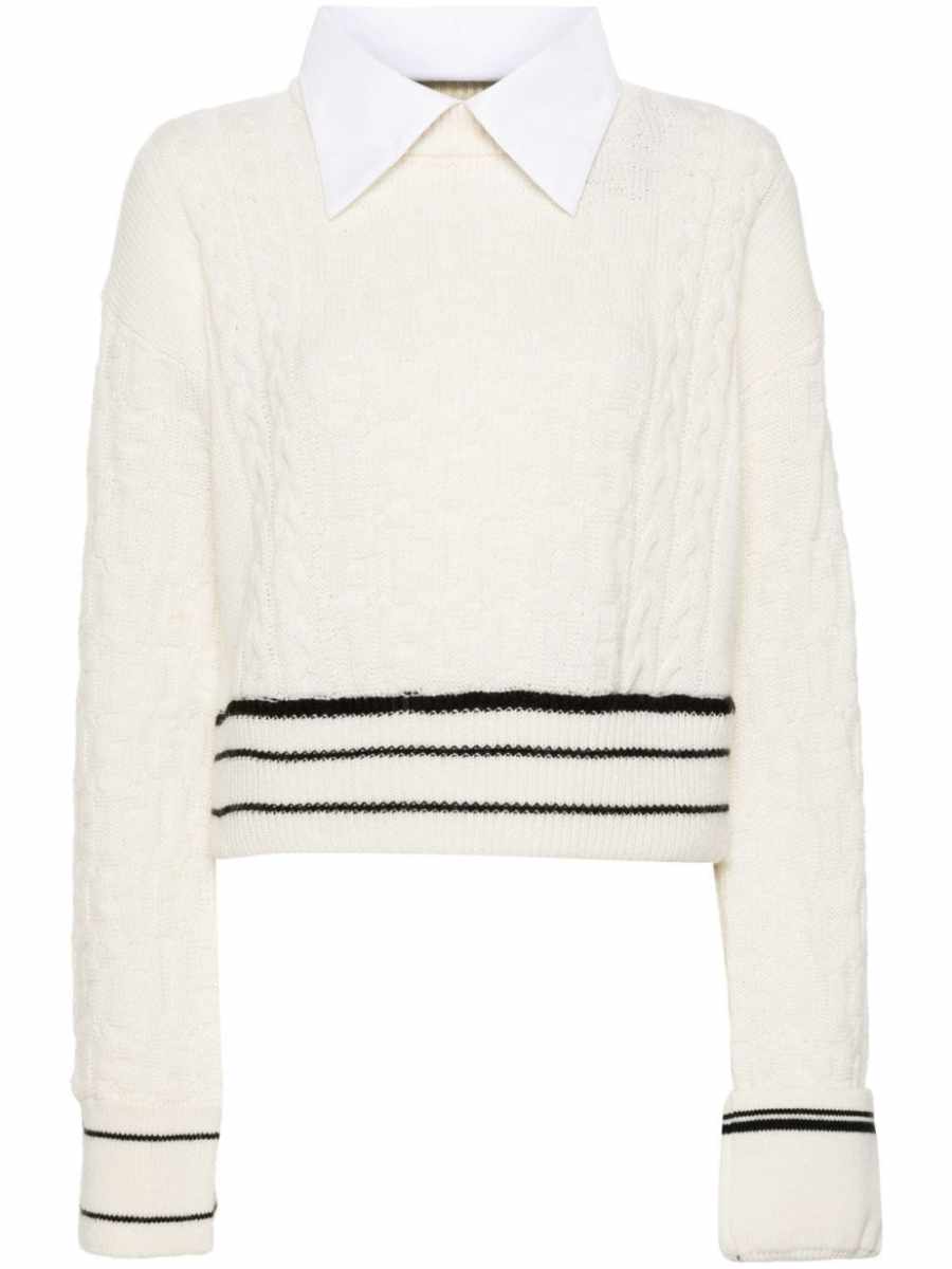monogram-pattern collared sweater