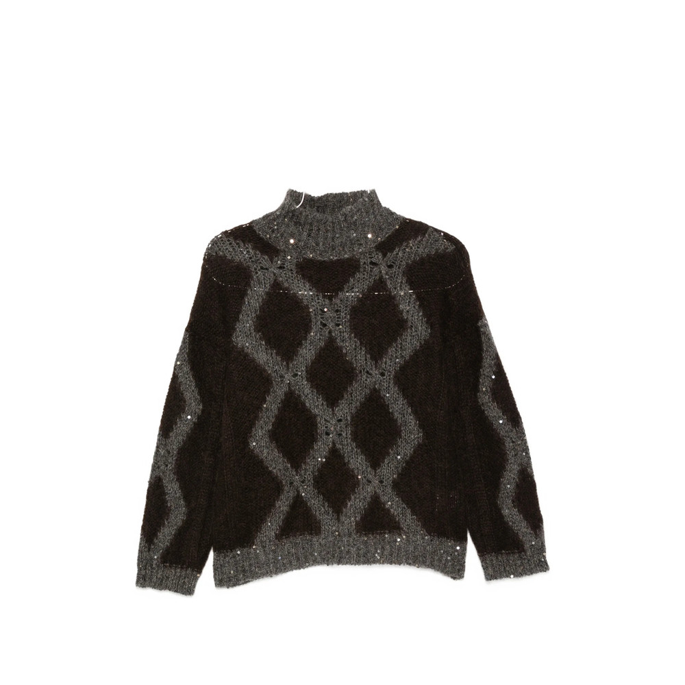 Panicale Argyle-knit Sequin-embellished Sweater