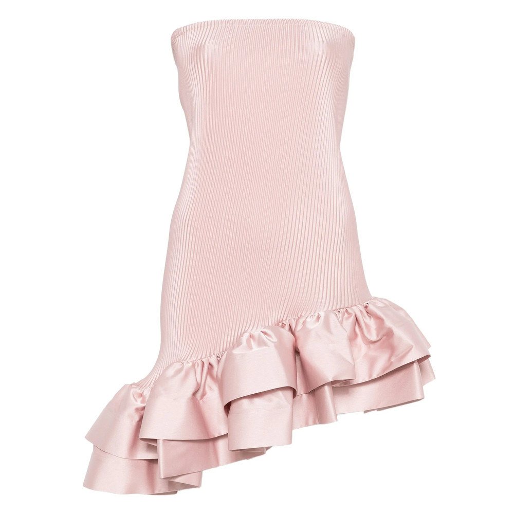 L'idee Pleated Ruffled Asymmetric Cocktail Dress